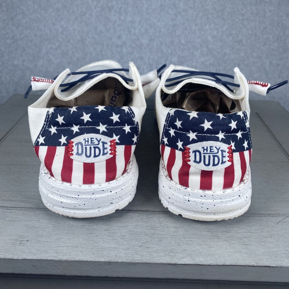 Hey Dude Wendy Americana Women Size 8 Off White Stars & Stripes